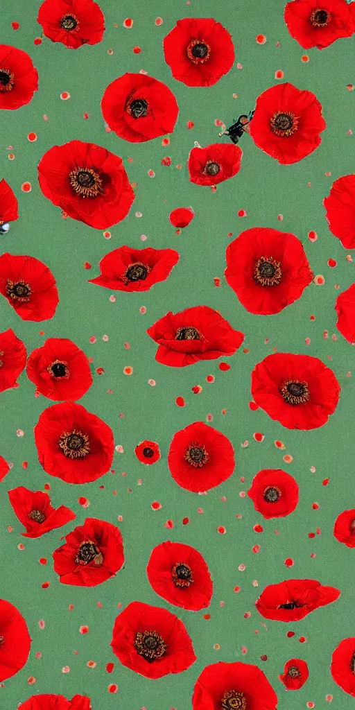 Prompt: flies around some dries poppies on a polka dot cloth catalogue diagram scientific photography