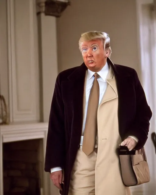 Image similar to donald trump dressed as chauncey gardiner in the movie being there, photorealistic, shot in the style of hal ashby