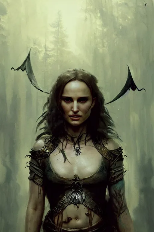 Image similar to natalie portman, warrior, lord of the rings, tattoos, decorated ornaments, by carl spitzweg, ismail inceoglu, vdragan bibin, hans thoma, greg rutkowski, alexandros pyromallis, perfect face, fine details, realistic shadeing