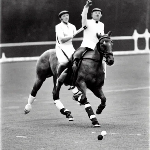 Image similar to hitler and stalin playing a polo game