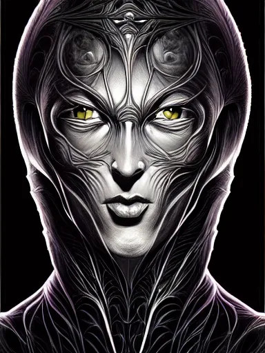 Image similar to portrait study, lord of regeneration, illustrated on black paper by, artgerm, moebius, android jones : : fractal lotus pattern : : digital painting, digital art, concept art, character design, imaginefx : : hyperrealism, dark fantasy