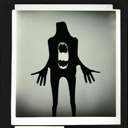 Prompt: photograph of a glitchy monster, scary, uncanny, shot on polaroid