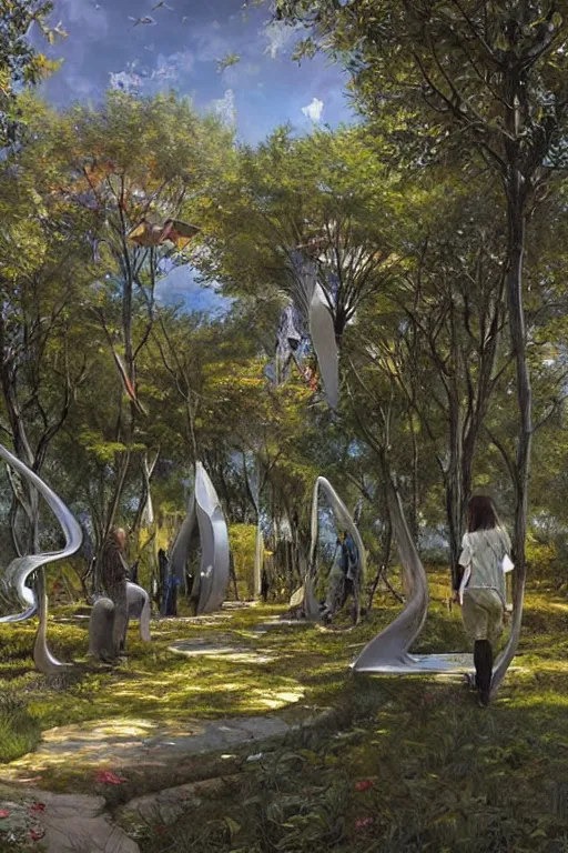 Prompt: an ecological art park, by alejandro burdisio and donato giancola and greg rutkowski - - width 1 0 2 4