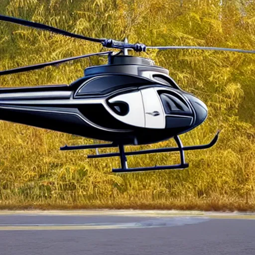 Prompt: A helicopter with wheels like car.