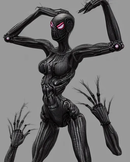 Image similar to woman with cybernetic spiderlike arms, trending on artstation