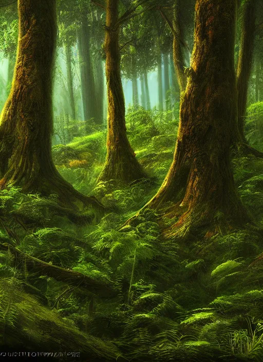 Image similar to lush forest, high detail, 4 k, concept art, realism style