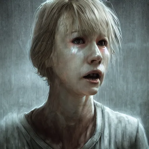 Image similar to the nurse from silent hill chasing a lost wanderer, au naturel, hyper detailed, digital art, trending in artstation, cinematic lighting, studio quality, smooth render, unreal engine 5 rendered, octane rendered, art style by klimt and nixeu and ian sprigger and wlop and krenz cushart