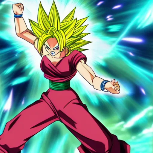 Image similar to kefla turning to super Saiyan,