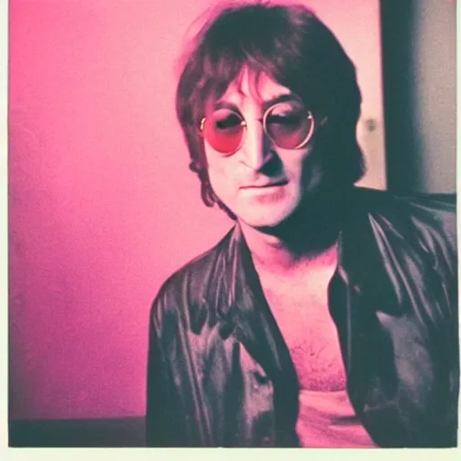 Image similar to john lennon in pink paradise, polaroid photo, perfect photo, photo pinterest