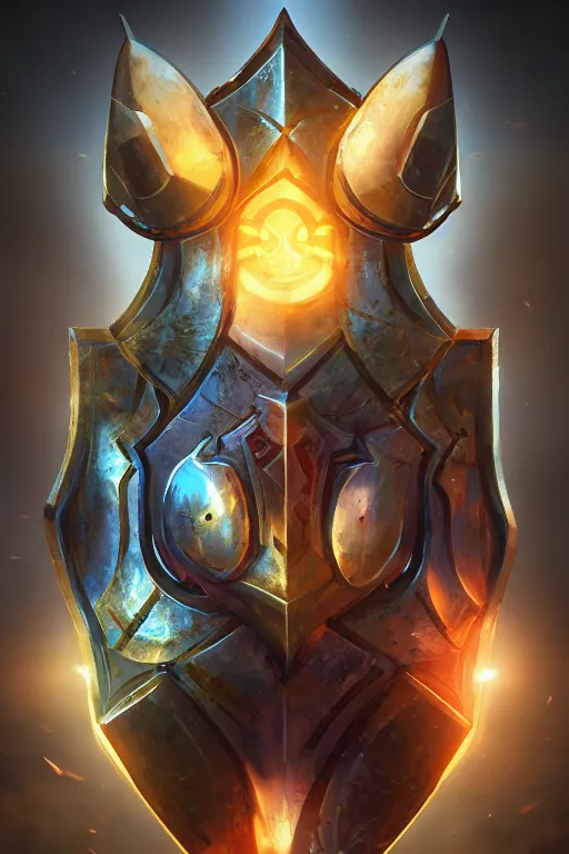 Image similar to shield fantasy epic legends game icon stylized digital illustration radiating a glowing aura global illumination ray tracing hdr fanart arstation by ian pesty and katarzyna da „ bek - chmiel