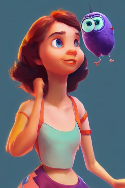 Prompt: Helen Ganzarolli as a cute pixar character, vivid colors, high details, cinematic, 8k resolution, beautiful detailed, photorealistic, digital painting, artstation, concept art, smooth, sharp focus, illustration, fantasy background, artstation trending, octane render, unreal engine