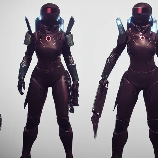 Image similar to Female Characters in a powerful futuristic armor, Destiny 2, Unreal Engine 5 Render