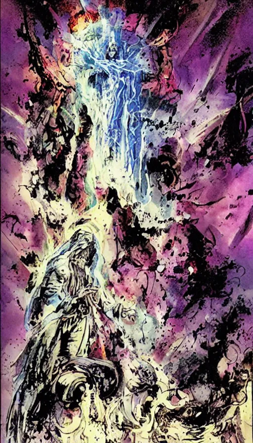 Image similar to religious hard science fiction comic by, bill sienkiewicz