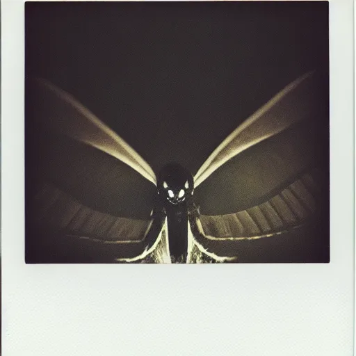 Image similar to Polaroid photograph of mothman, blurry, XF IQ4, 150MP, 50mm, F1.4, ISO 200, 1/160s, Adobe Lightroom, photolab, Affinity Photo, PhotoDirector 365,