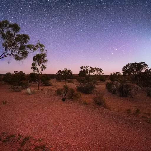 Image similar to im looking out into the outback Australia, it's night time and the night sky is amazing, ultra HD, award winning