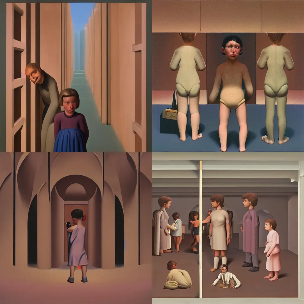 Prompt: where did I lose my childhood, by George Tooker, trending on ArtStation, masterpiece, artgem, 8K, super-resolution,