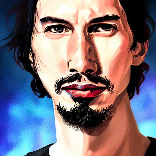 Image similar to adam driver portrait, league of legends, digital painting, concept art, sharp focus, game character