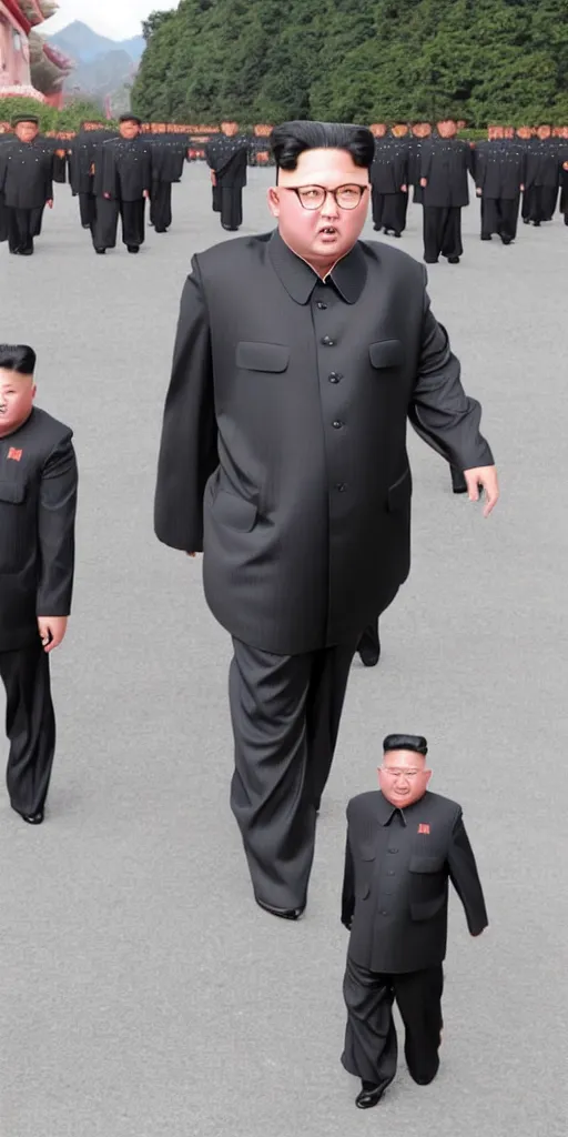 Image similar to photo of kim jong un with freakishly long legs