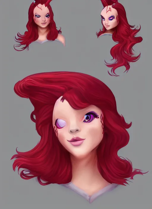 Image similar to Ariel mid-transformation into a Unicorn Anthro, red wavy mane, trending on artstation