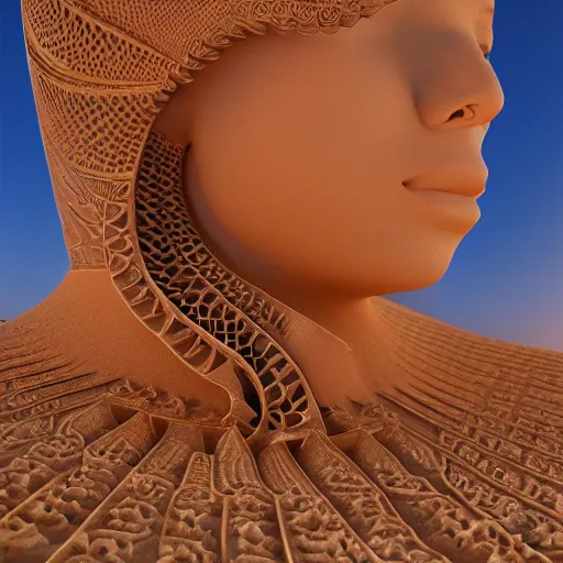 Prompt: queen of sand, 4 k, intricate, jaw dropping, gorgeous, surreal, octane render