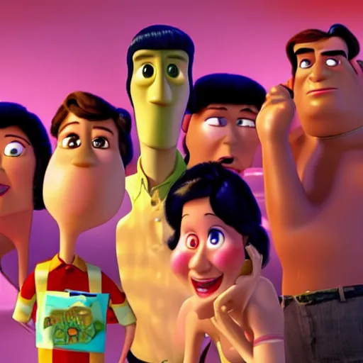 Prompt: First still from Pixar film Pulp their first adult film based on Pulp Fiction