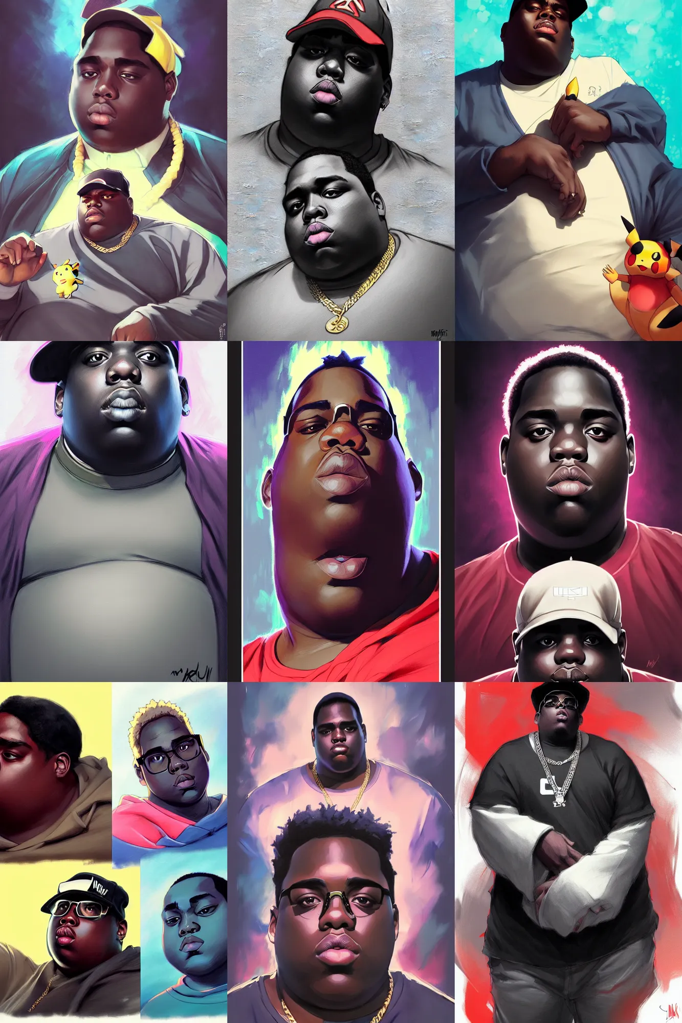 Prompt: the notorious b. i. g. as a pokemon, shaded lighting poster by magali villeneuve, artgerm, jeremy lipkin and michael garmash, rob rey and kentaro miura style, trending on art station
