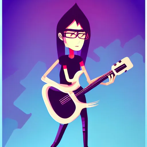 Image similar to a 2 d guitarist character design, vector art, digital art, portrait, 4 k, 8 k, sharp focus, smooth, illustration, concept art