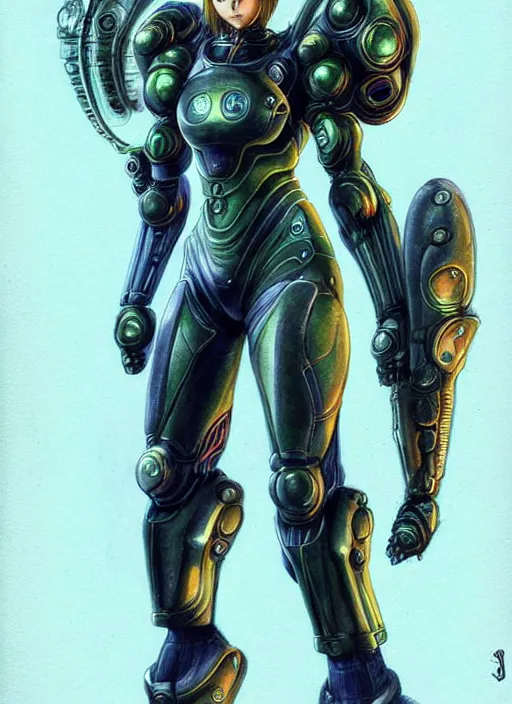 Prompt: cyborg goddess samus aran bioorganic varia suit, energetic varia suit, full body portrait, highly detailed, intricate, concept art, vertical portrait, battle angel alita, by rembrandt, 1 6 6 7, by jean - baptiste monge, resine figure, cyborg, misa amane *, volumetric lightning