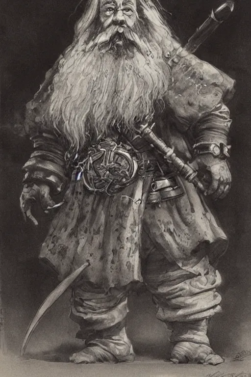 Image similar to Concept art of a dwarf by Even Amundsen, ink