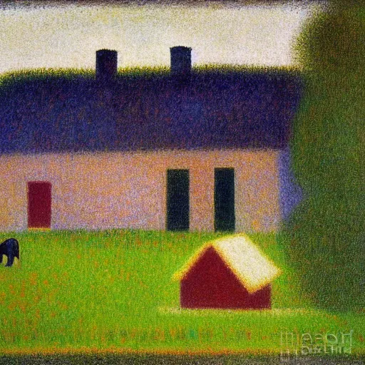 Image similar to small irish homestead by georges seurat