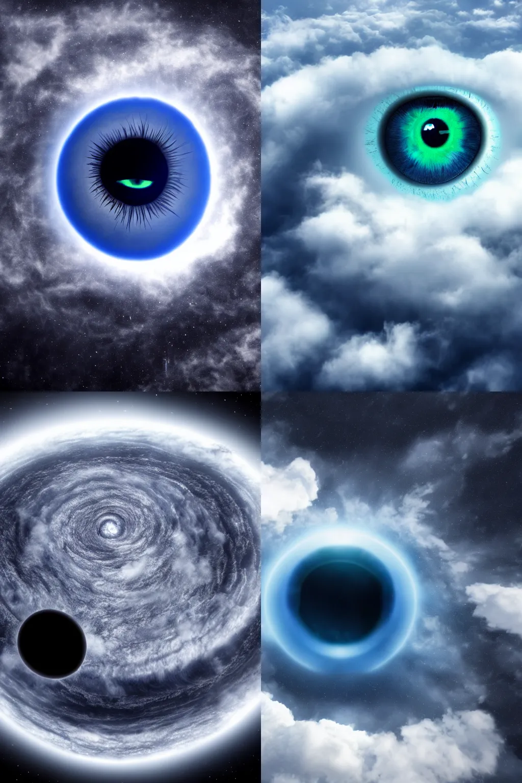 Prompt: an unbelievably giant eye watching down on us from behind the clouds, epic, high quality, 4k