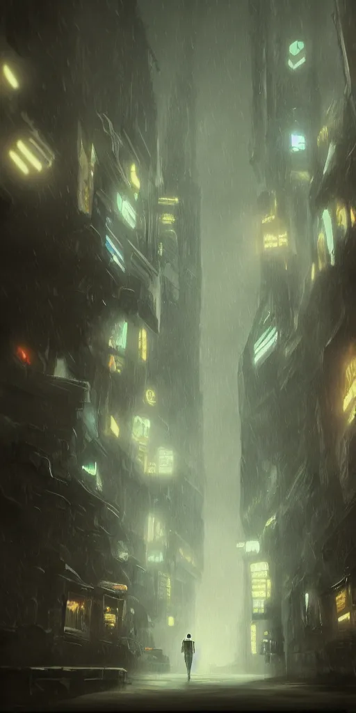 Image similar to mysterious stronghold entrance, blade runner, artstation contest winner. cinematic paint