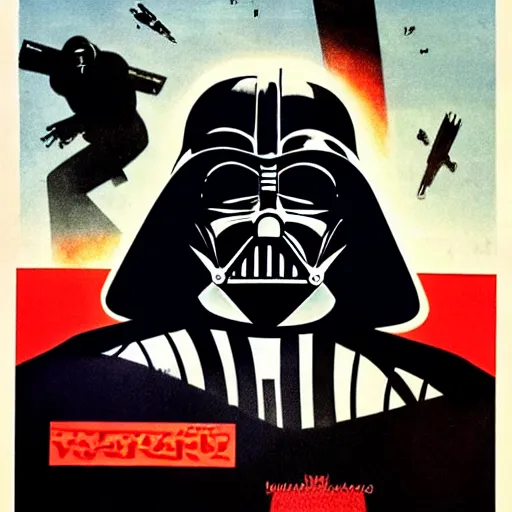 Prompt: darth vader, soviet propaganda poster