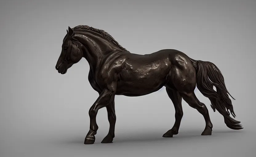 Prompt: Horse bronze figure, unreal engine, highly detailed