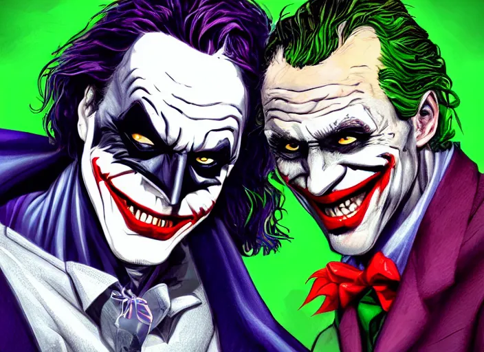 Image similar to batman and the joker falling in love, digital art, highly detailed, detailed faces, amazing digital art, trending on artstation