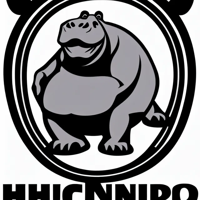 Prompt: dancing hippo vector logo, professional sports style, flat colour, SVG, professional, sharp edges