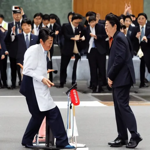 Prompt: shinzo abe being shot in the head