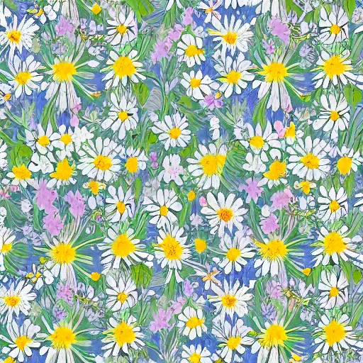 Image similar to highly detailed daisy pattern in the style of old botanical illustrations, matisse, and japanese art, 4 k