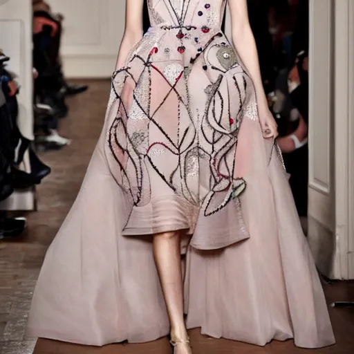 Image similar to a valentino haute couture dress design