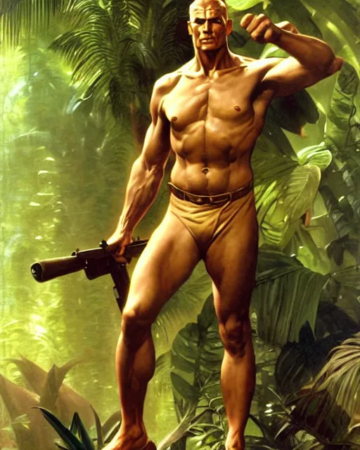 Image similar to doc savage in the jungle, fantasy character portrait, ultra realistic, concept art, intricate details, highly detailed by william adolphe bouguereau james bama, and frank frazetta