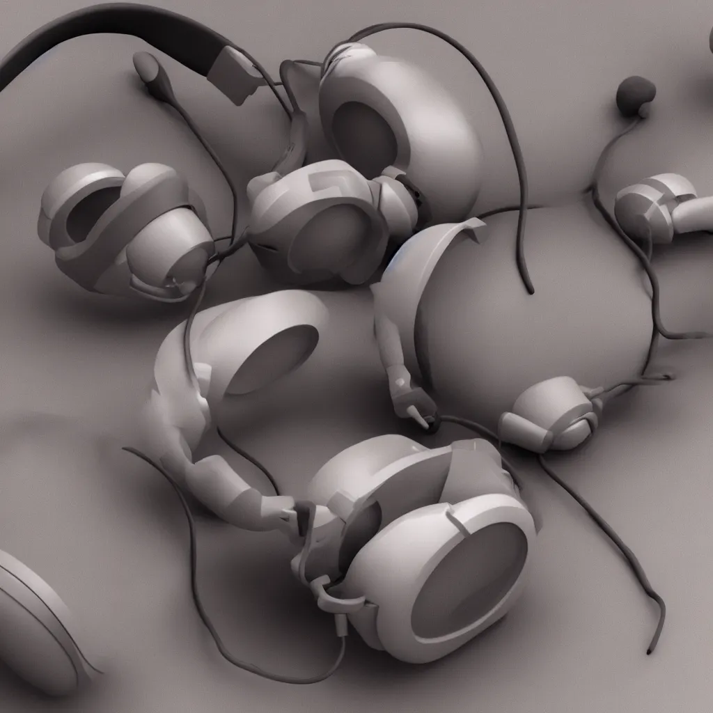 Prompt: 3 d render of studio headphones, ultrarealistic, conept art, artstation, industrial design