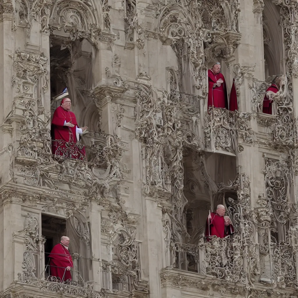 Prompt: cardinal george pell as the pope, giving a blessing from the papal balcony, photorealistic HD UHD 8k