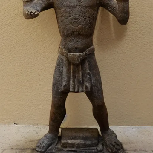 Prompt: ancient aztec statue of leonardo di caprio