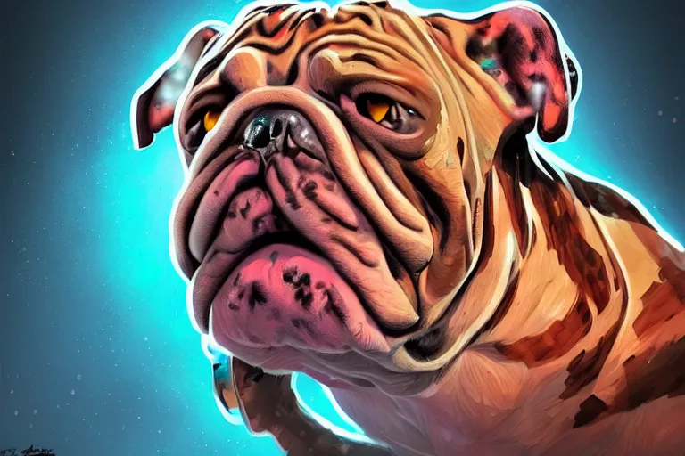 Image similar to cyborg bulldog comic style concept art, elegant, colorful, highly detailed, digital painting, artstation, concept art, illustration