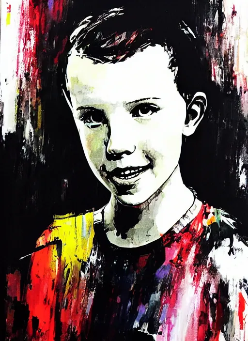 Prompt: Portrait of Happy Millie Bobby Brown by Yoji Shinkawa