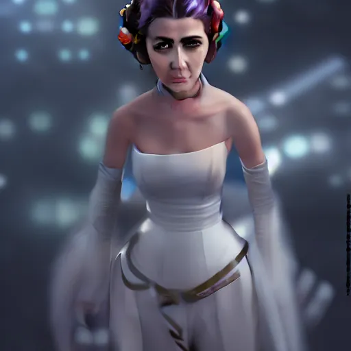 Image similar to Princess leia in Anime, concept art, ultra realism, photo realistic, cgsociety, octane render, artstationHD, artstationHQ, unreal engine, 4k, 8k