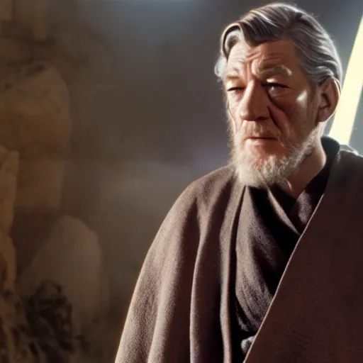 Prompt: Young Ian McKellen as Obi-Wan Kenobi, 4k, UHD