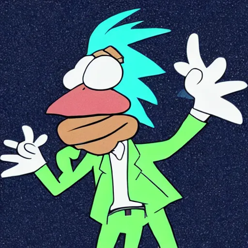 Image similar to Rick Sanchez depicted as a muppet