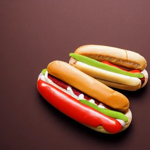 Image similar to a hotdog biting its tail