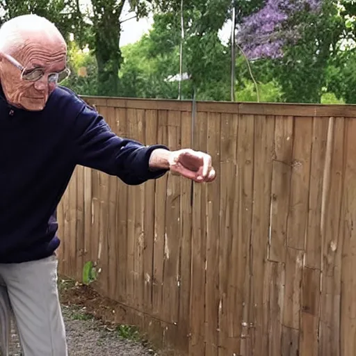 Prompt: an elderly man pogging and dabbing